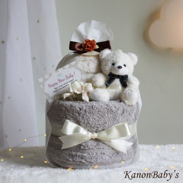 おむつケーキ 出産祝い 今治タオル オーガニック 人気 2段 男の子 女の子 赤ちゃん 誕生日プレゼント ハーフバースデー ベビーシャワー 送料無料 con2501