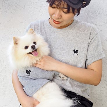 ドッグシルエットペアTシャツ S-XLサイズ 犬 飼い主 ペアルック お揃い Tシャツ 名入れ 名前入り 半袖 春夏 コーデ お揃いコーデ リンクコーデ ドッグウェア ペット 誕生日プレゼント ギフト 贈り物 好き プレゼント