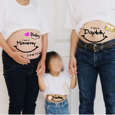 マタニティシール【送料無料】マタニティフォトシール マタニティペイントシール ベリーペイントシール welcome Baby タトゥーシール ボディシール ニコちゃん 数字付 かわいい
