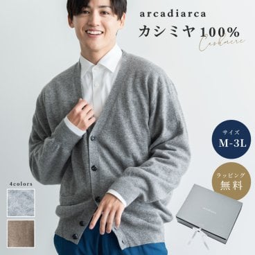 アルカディアルカ arcadiarca カシミヤ カーディガン メンズ vネック M～3L (カシミア カシミヤ100% カシミア100% 大きいサイズ セーター ビジネス vネックカーディガン Vネック) ギフト ギフト 父の日 2026 プレゼント
