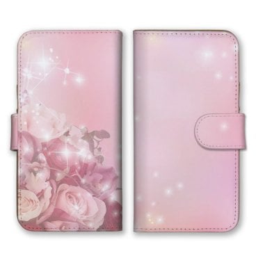 ＼全機種対応／ スマホケース 手帳型 スマホカバー 手帳タイプ スマートフォン ケース カバー 花 バラ ボタニカル キラキラ ピンク かわいい おしゃれ 人気 カードホルダー付き カード収納 合皮 合成レザー