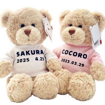 名入れメモリアル記念日ベア（単品） お急ぎオーダー対応可能 テディベア 名入れTシャツ かわいい ふわふわ クマ ぬいぐるみ 出産祝い 誕生日 女の子 男の子 GUND メモリアル 周年 記念品 卒団 卒業 恩師 卒部式 生年月日 背番号 ソウルナンバー 結婚記念日