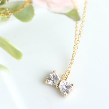 【キュービックジルコニアリボンネックレス☆日本製】パーティや結婚式にもお勧め♪華奢ネックレスが可愛い/レディース/プレゼント/誕生日/クリスマス/ウェディング/発表会/パーティー/2次会