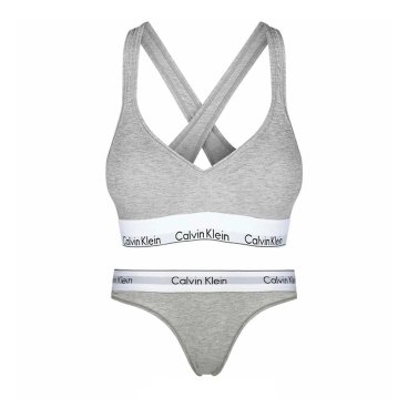カルバンクライン Calvin Klein(CK) ブラジャー Tバック ショーツ セット スポーツ ジム 筋トレ 運動 無地 下着 QF1654+F3786 020 レディース グレーヘザー