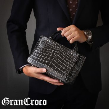 クロコダイル ミニトートバッグ メンズ 日本製 本革 ショルダー 2WAY ホワイト ベージュ グリーン ネイビー ブルー ブラック シルバー 紳士 手提げ 肩掛け 斜め掛け 国産 JRA 小さい ギフト プレゼント 4FA (06001482-mens-1r)