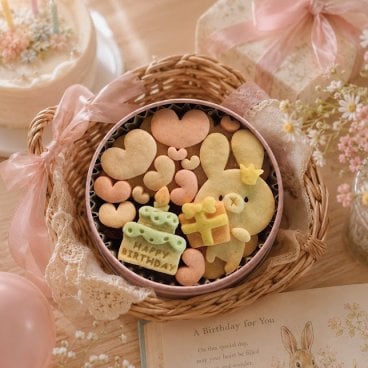 手のひらクッキー缶/「HappyBirthday」うさぎ (クッキー クッキー缶 メッセージ 洋菓子 お菓子 スイーツ 焼き菓子 誕生日 記念日 お祝い バースデー プレゼント ギフト 贈り物 手土産 映え かわいい 可愛い おしゃれ ブーケ缶 動物 アニマル くま バタークッキー 詰め合わせ 美味しい おやつ 友達 子供 女友達 女性 彼女 彼氏 妻 母 娘 ラッピング) 
