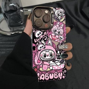 ラブブ スマホケース iPhoneケース かわいい 立体パーツ付き カートゥーン風 ソフトケース 落下防止 耐衝撃 多機種対応 キャラクター風 デコケース ガーリー スマホアクセサリー プレゼント labubu 15 16 14 13 12 11