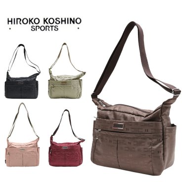【レターパック発送/時間指定不可】HIROKO KOSHINO SPORTS ヒロココシノ ショルダーバッグ 斜め掛けバッグ 肩掛け カバン 横型 Lサイズ ショルダー レディース HLD04 お出かけ サブバッグ 旅行 軽量 カジュアル ギフト プレゼント 母の日
