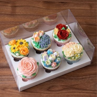 カップケーキ　マフィン  花A 6種類　花デザイン スイーツ お菓子 洋菓子 ギフト プレゼント 母の日 バレンタイン クリスマス 敬老の日 お礼 冷凍