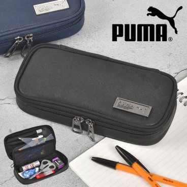 筆箱 PUMA プーマ PM504 小学生 男の子 箱型 大容量 シンプル ペンケース 中学生 高校生 男子 かっこいい ボックスタイプ 多機能 ファスナー スリム コンパクト ロゴ スポーツ ブランド グッズ 通学 入学 新学期 高学年 文房具 筆記用具 メッシュポケット ブラック ネイビー