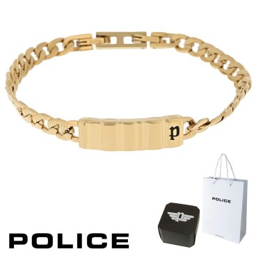 正規品 ポリス POLICE ブレスレット BROCK ブロック GB0034202 ステンレス 316L サージカルステンレス チェーン モチーフ ゴールド メンズ 男性 ギフト プレゼント おすすめ 誕生日 クリスマス バレンタイン お祝い 新品 送料無料