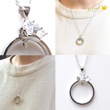 【上品アクセサリー】 リングホルダー指輪をネックレスに ティアラ 蝶 クリッカー シルバー925 便利パーツ アクセサリー パーツ ペンダント  ギフト 大人かわいい 指輪ギフト ジーラブ