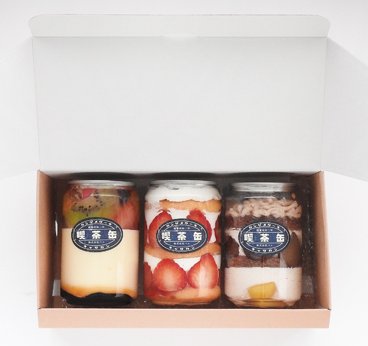 喫茶缶　3個入（プリンアラモード・ショートケーキ・モンブラン）