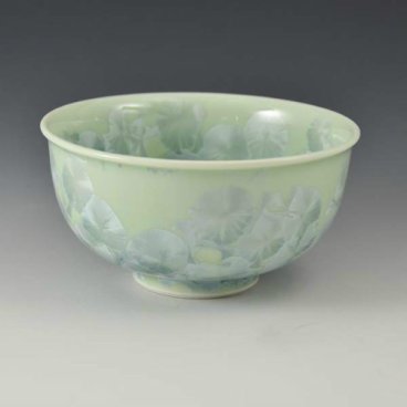 清水焼 京焼 単品飯碗 ご飯茶碗ギフト 花結晶(緑・茶) はなけっしょう　みどり・ちゃ