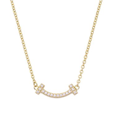 ティファニー TIFFANY&CO ネックレス ペンダント アクセサリー 62617691 antf00782l  Tiffany T ティファニーT スマイル 18KYG×マイクロ ダイヤモンド イエローゴールド+クリア