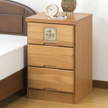 木製チェスト 3段 引き出し タイル付き 完成品 天然木 桐無垢材 スリムチェスト リビング収納 ベッドサイド チェスト 電話台 ファックス台 完成品 九州 大川産 日本製　送料無料