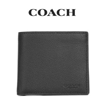 送料無料 コーチ COACH アウトレット メンズ 敬老の日 財布 二つ折り財布 CR378 BLK(ブラック) ブラック