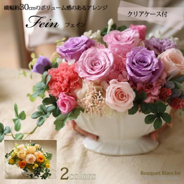 プレゼント 花 【 プリザーブドフラワー 】 クリアケース入り お祝い 「フェイン」 誕生日 女性 新築祝い 結婚祝い 退職祝い 定年 送別会 結婚式 枯れない花 ギフト ブリザードフラワー