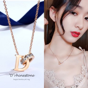 サージカルステンレスネックレス Dデザイン Rhinestone 316L ステンレス製 華奢ネックレス 合金ラインストーン レディース アクセサリー キラキラ 細反射加工 ニッケルフリー 金属アレルギー対応