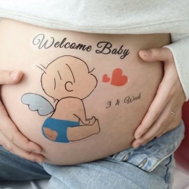 マタニティシール【送料無料】マタニティフォトシール マタニティペイントシール ベリーペイントシール welcome Baby タトゥーシール ボディシール 天使 羽 赤ちゃん 男の子 可愛い