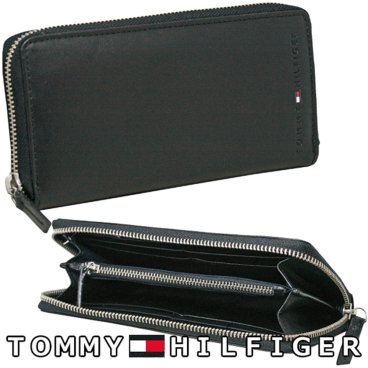 TOMMY HILFIGER トミーヒルフィガー ラウンドファスナー 長財布 メンズ レザー ブラック 31TL13X015 海外正規品 無料ラッピング可