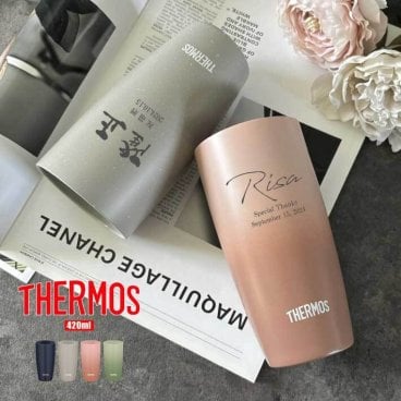 【名入れ 無料】L1 サーモス 真空断熱 ステンレスタンブラー THERMOS JDM-421《ネーム》(タンブラー 保温 保冷 耐熱 真空 ステンレス ギフト プレゼント 誕生日 オリジナル 父の日 母の日 名前入り おそろい 退職祝い 記念品 おしゃれ シンプル 420ml)