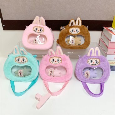 ラブブ レディース ショルダーバッグ ぬいぐるみ付き 斜め掛け 可愛い 肩掛け お出かけ 透明 インス映え メッセンジャーバッグ おしゃれ かわいい labubu