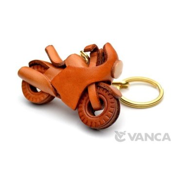 【手描き名入れ無料】本革製国内ハンドメイド　レーサーバイク オートバイ キーホルダー ギフト【VANCA革物語】
