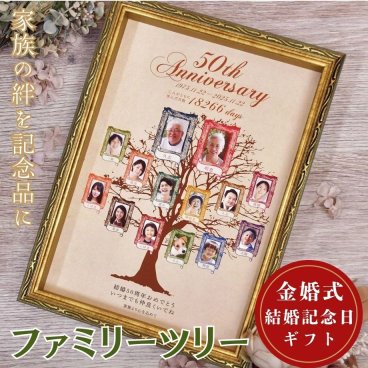 金婚式・結婚記念日50周年の贈り物！家系図「ファミリーツリー」＜実用新案登録済＞/ 金婚式 結婚記念日 55周年エメラルド婚 60周年ダイヤモンド婚 両親 祖父母 記念品 ギフト