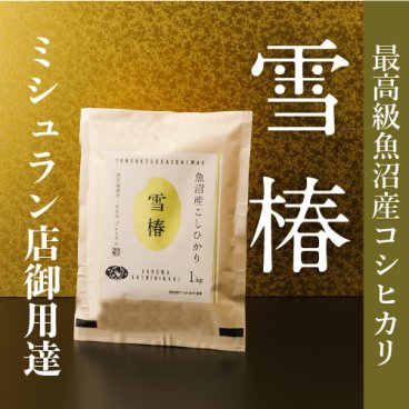 令和7年産 魚沼産コシヒカリ 1kg 最高級 最高金賞 金賞受賞 「雪椿」 ブランド米 ミシュラン店御用達 贈答用 新潟県産 最高級米 特別栽培米 お米 ギフト 内祝い 御歳暮 結婚内祝い 御誕生日御祝 新築祝い 法事 のし 熨斗対応 希少米