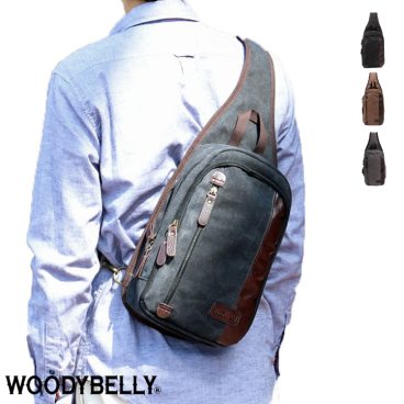NewVer.【人気のボディバッグ！】WOODYBELLY ボディバッグ【送料無料】メンズ 帆布 父の日 プレゼント キャンバス 両肩対応 ボディーバッグ ワンショルダー 小さめ 小さい 大容量 軽い 男性 斜めがけ 肩掛け 旅行 鞄 斜めさげ 20代 30代 40代 50代 60代 ボディバック ボディーバック ブランド PUレザー ギフト 贈り物 父親 彼氏 通学 誕生日