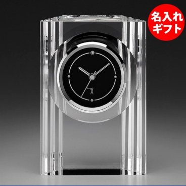 【名入れ】カガミクリスタル クロック 時計 Q432 ( ネーム メッセージ 名前入り ) 法人 記念品 創立記念 周年記念 竣工 表彰 還暦 退職祝い オリジナルギフト  ガラス 彫刻