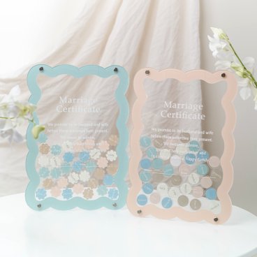 【名入れ済みピース】ウェディングドロップス A4サイズ ゲスト参加型 結婚証明書（フレームカラー・ピース形状選択可） ¥16,500