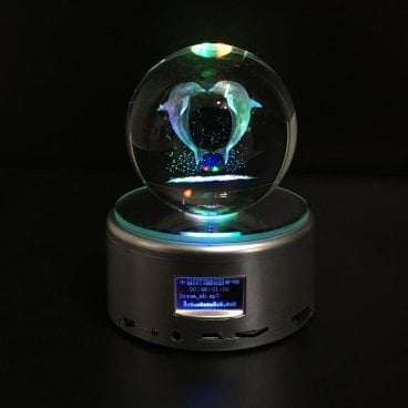 【送料無料】3Dクリスタル球 オルゴール ハート イルカ 36曲収録 光る 回る 奏でる イルミネーション オーナメント プレゼント クリスマス 誕生日 結婚 プロポーズ 記念日 還暦 お祝い ホワイトデー オススメ 売れ筋 ガラス 球 水晶玉