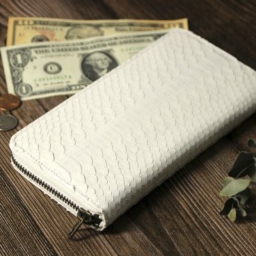 即納 開運 本革白ヘビラウンドウォレット[白蛇 財布 ラウンドファスナー 長財布 メンズ 本革 ニシキヘビ 革 蛇 ロングウォレット 開運財布 運気 ヘビ皮 白蛇財布 ラウンドジップ シンプル デザイン 小銭入れ カード収納 チャック]