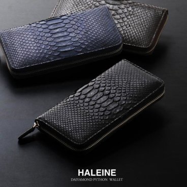 HALEINE ブランド ダイヤモンドパイソン ラウンドファスナー 長財布 一枚革仕立て メンズ ナチュラル ネイビー ダークブラウン ブラック プレゼント パイソン柄 ギフト 普段使い 父 春財布  バレンタイン (06000194-mens-1r) クリスマス バレンタイン 父の日 アクスタポーチ 推し活ケース 定年退職 バレンタイン 成人祝い