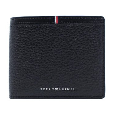 トミーヒルフィーガ　TOMMY HILFIGER　二つ折り財布　AM0AM13970 BDS　ブラック　レザー　TH CORP CREDITCARD AND COIN　ヨーロッパライン