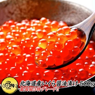 いくら 醤油漬け 500g 最高級3特グレード 北海道産 2025年新物 北海道の新鮮な鮭の卵から作ったいくら醤油漬けはトロけるような味わい 【ご飯のお供/ご飯の友/お取り寄せ/グルメ/海鮮/敬老の日/ギフト/2026/プレゼント/贈答】