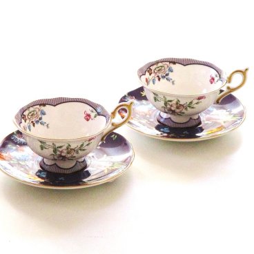 ウェッジウッドWEDGWOOD　ワンダーラストＷonderlust　ミッドナイトクレーン　ティーカップ＆ソーサー　ペア【食器セット】【御結婚御祝・内祝・新築御祝・還暦御祝・御礼・寿・ギフト包装可能】