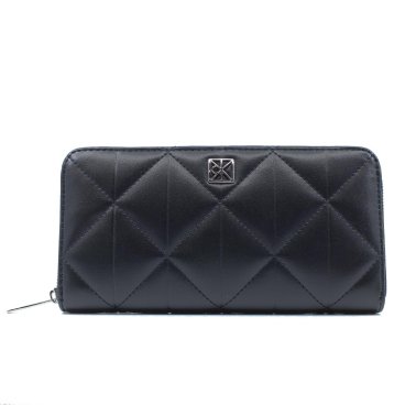 カルバンクライン 　Calvin Klein　ラウンドファスナー長財布　LV04F1122G　ブラック　QUILTED LARGE ZIP AROUND　キルティッド ラージ ジップ アラウンド 　Europeライン