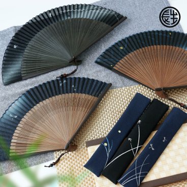 【手書き名入れ無料】 扇子 男性 メンズ 桐箱入り 送料無料 扇子袋セット 清雅 父の日 敬老の日 誕生日 名前入り プレゼント by 結納屋 長生堂