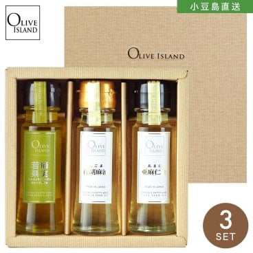調味料ギフト 若摘果実EXVオリーブオイル・荏胡麻油・亜麻仁油 50ml 3本入りギフトセット / BOX入り【無料ラッピング】エキストラヴァージンオリーブオイル 健康オイル イタリアン 調味料 詰め合わせ 小豆島 オリーブアイランド