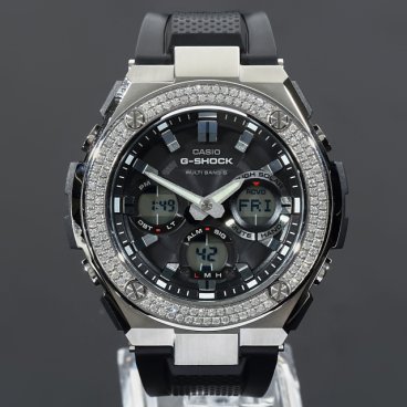 G-SHOCK GST s110 ２連CZダイヤ（キュービックジルコニア）Gスチール カスタムベゼル 18K GOLD　カスタム尾錠付き