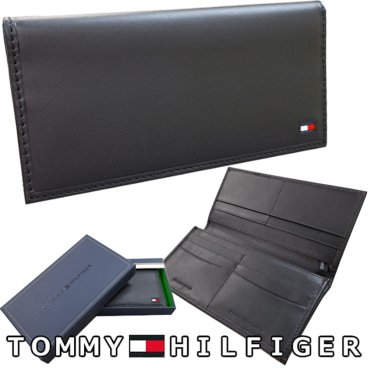  TOMMY HILFIGER トミーヒルフィガー アウトレット 長財布  31TL19X013 ブラック レザー メンズ 海外正規品 ラッピング無料可 