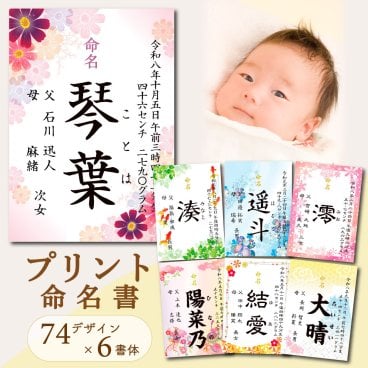 新デザイン追加 命名書 プリント【選べる74柄】命名紙 赤ちゃん 出産祝い 男の子 名入れ 女の子 内祝い 兄弟 お揃い 写真たて