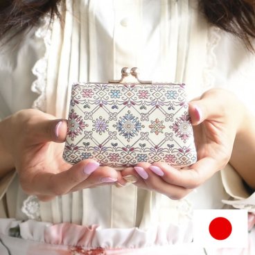 財布 レディース がま口 小銭入れ 本革 日本製 がま口財布 手染め 花柄 文庫革 手描き 和風 和柄 革財布 フラワーガーデン 友禅文庫 母の日 プレゼント クリスマス