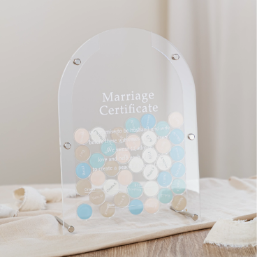 【名入れ済みピース】ウェディングドロップス A4サイズ ゲスト参加型 結婚証明書（ピース形状選択可）アーチ型