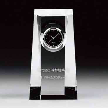 KAGAMI カガミクリスタル オプティカルクロック Q428 単品 名入れ彫刻代込み 記念品 受賞記念 プレゼント お祝い 名前 刻印 トロフィー ホールインワン カガミ 法人記念品 周年記念 永年勤続 時計 クリスタル 光学ガラス シンプル クロック