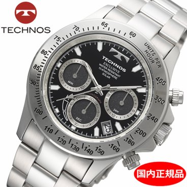 【テクノス】 TECHNOS ソーラーウォッチ 太陽電池 腕時計 メンズ クロノグラフ ブラック文字盤 ステンレスベルト TE4001SB バレンタイン クリスマス 結婚記念日 還暦祝い 入学 卒業 入社祝い 退職 プレゼント ギフト 贈り物 恋人 夫婦 父の日