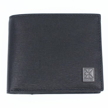 カルバンクライン　CK　Calvin Klein　二つ折り財布　LV04D1167G UB1　ブラック BLACK　カウフルグレインレザー　　EMBLEM HW EW BILLFOLD WITH COIN　エンブレム エイチダブリュ イーストウエスト ビルフォード ウィズ コイン　Europeライン
